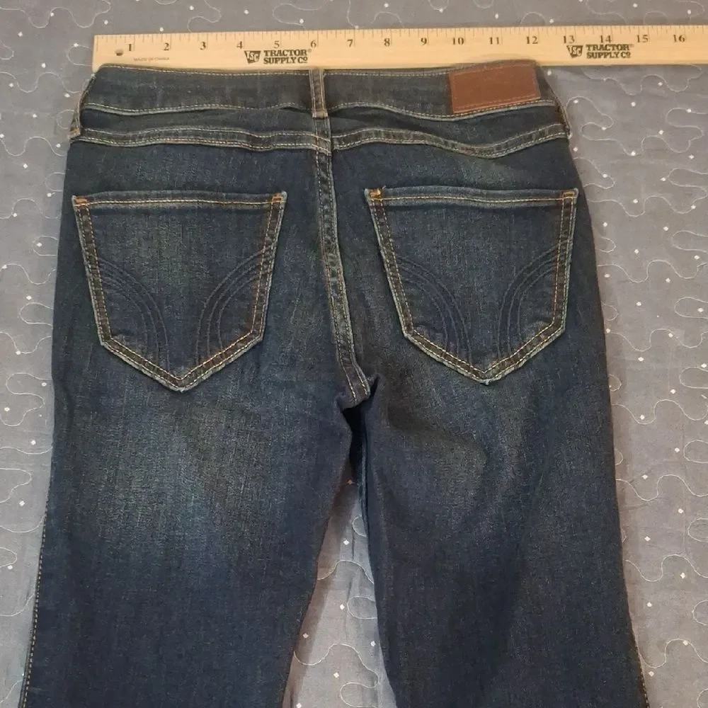 Hollister Mid rise crop super skinny Dark Blue Denim Jeans size 00